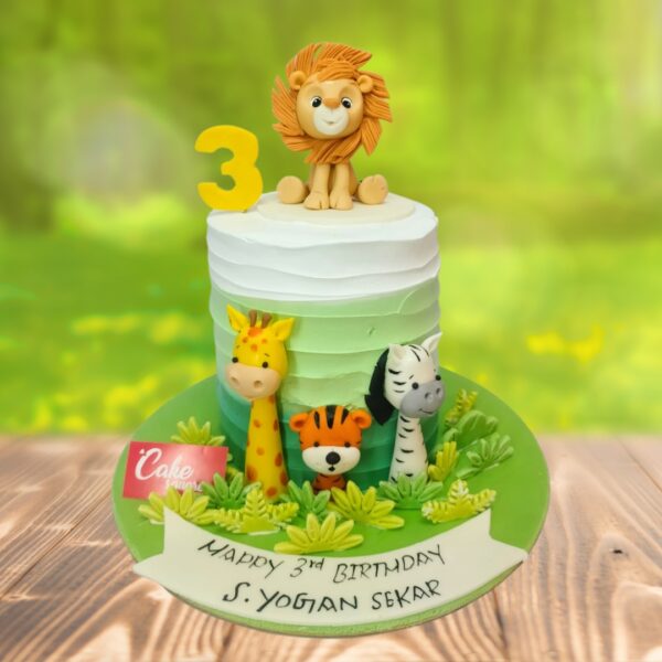 Best Simple Cream Animal Theme Birthday Cake 2 kg with minimalist animal silhouettes and subtle nature-inspired accents