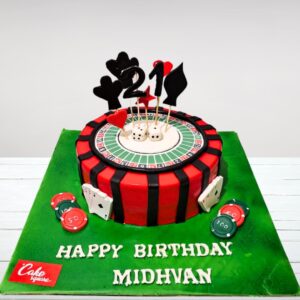 "A Cool Casino Guy Birthday Cake 1 Kg, from Cake Square Chennai, perfect for casino enthusiasts and high rollers."