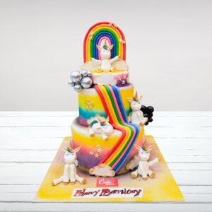 "Coolest Unicorn Theme Girls First Birthday Cake 5 Kg with magical unicorn decorations, perfect for an enchanting and whimsical first birthday celebration."