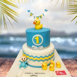 Ducklings Themed Birthday Cake 3Kg featuring adorable yellow duck designs