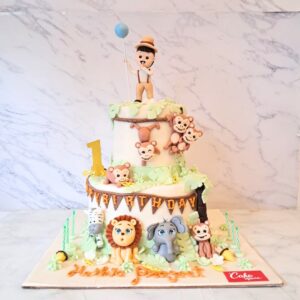 First Birthday Cakes for Boys with Animals 5 Kg featuring playful wildlife designs