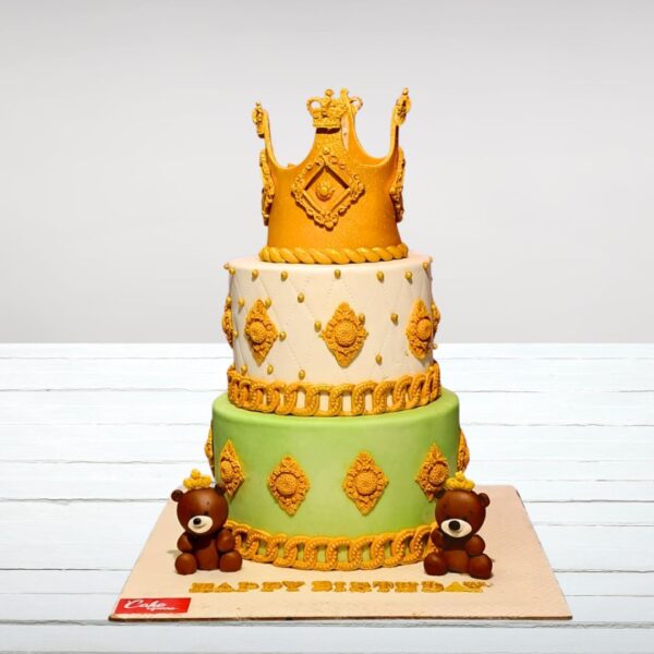 Kids First Birthday Cake with Crown 5 Kg featuring regal designs and golden crown topper