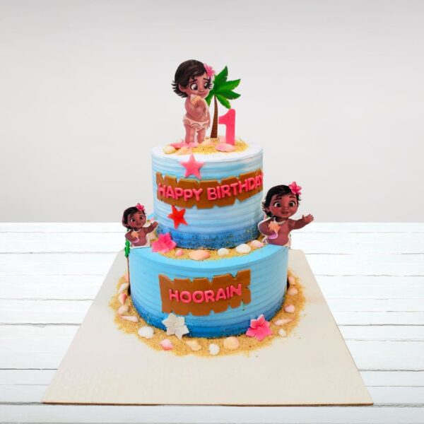 Moana Themed Girls Birthday Cake 3 Kg with tropical island and ocean designs