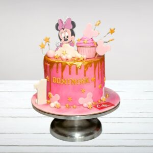 "Perfect Minnie Theme Girls Birthday Cake, 1 Kg, featuring Minnie Mouse designs and vibrant colors, ideal for a fun and playful celebration."