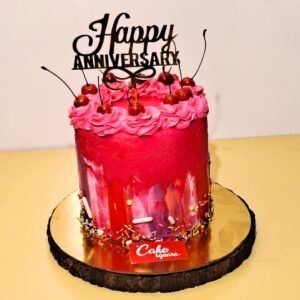 "Pink Anniversary Cake 1 Kg for Wife, featuring a beautiful pink design perfect for celebrating your special day."