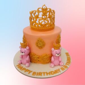 "1 Kg Crown Kids Birthday Cake featuring a royal crown design, perfect for a prince or princess-themed birthday celebration."