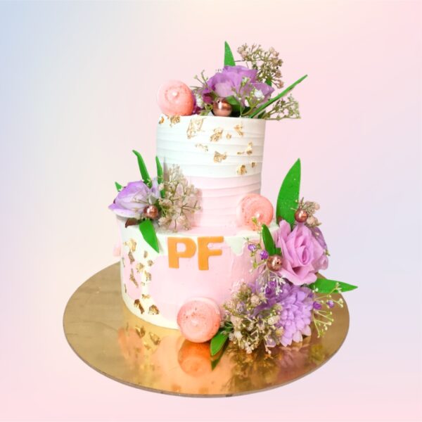 2 Tier Colourful Flowers Wedding Cake 4 Kg from Cake Square Chennai.