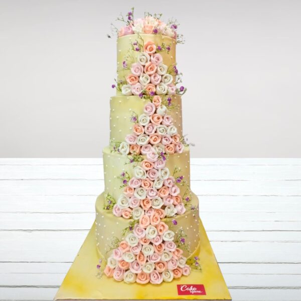 4 Tier Flower Customised Wedding Cake from Cake Square Chennai.