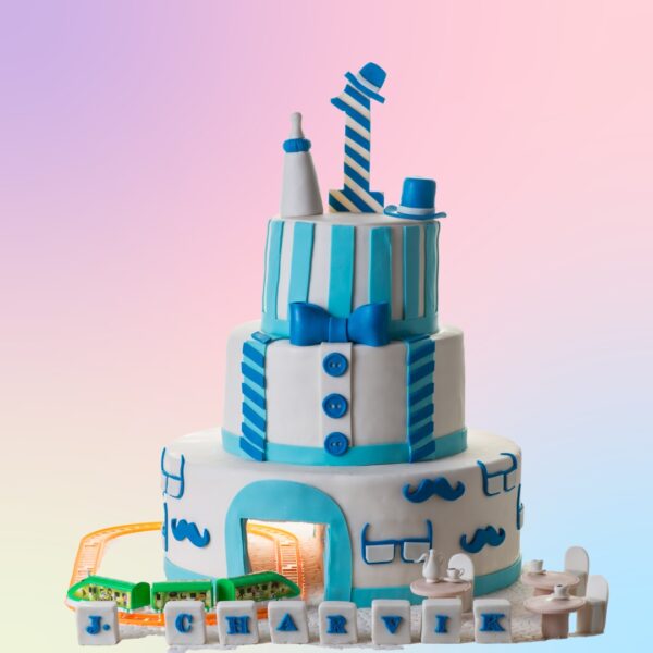 5 kg Moving Train Theme Baby Boys First Birthday Cake from Cake Square