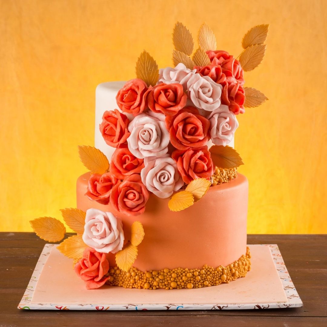 Stunning Amazing wedding reception Roses Cake 4 Kg featuring multiple tiers adorned with cascading sugar roses in various colors, crafted by Cake Square Chennai.