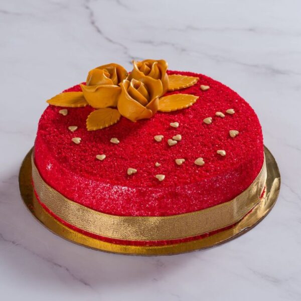 1 kg bright red birthday cake in American red velvet style.Made by Cake Square Team.