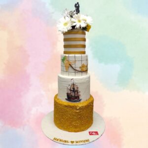 Around the World Theme 5 kg Wedding-Engagement Cake from Cake Square Chennai.