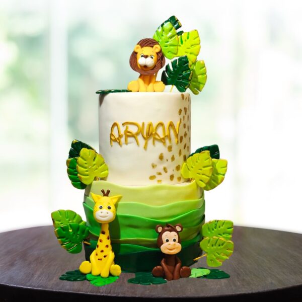 "Awesome Animal First Birthday Cake 5 Kg with vibrant animal-themed decorations, perfect for a fun and memorable first birthday celebration."