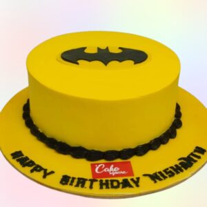 Batman Theme Boys Birthday Cake 1kg with iconic bat symbol and Gotham City skyline