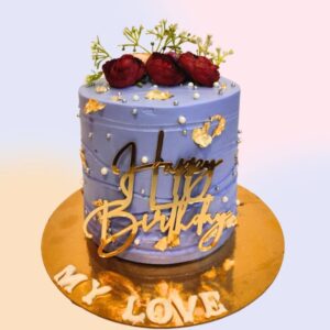 Beautiful chocolate birthday cake with floral decorations by Cake Square Chennai Online