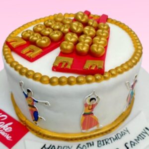 Bharatanatyam Theme 1 Kg Birthday Cake Theme 1 Kg Birthday Cake with traditional dance-inspired designs, perfect for a cultural birthday celebration."