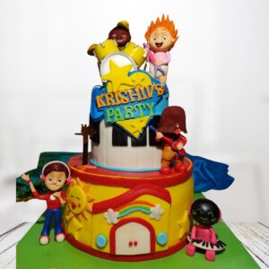 "Block Party Theme Custom Cake 4 Kg with colorful block decorations, ideal for a fun and vibrant birthday celebration."