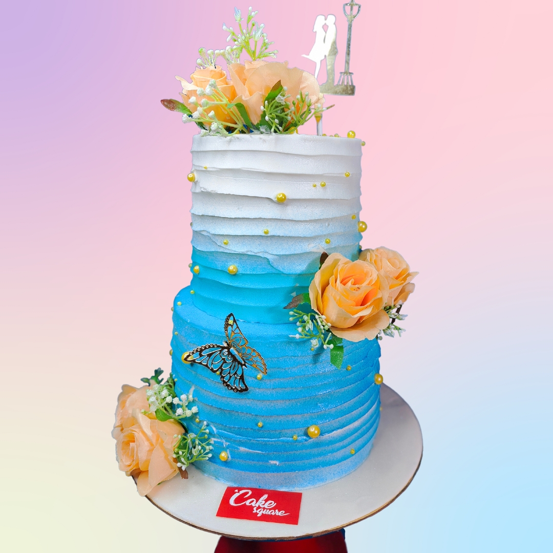 Blue Beautiful Cream 5 kg Wedding Cakes from Cake Square Chennai.