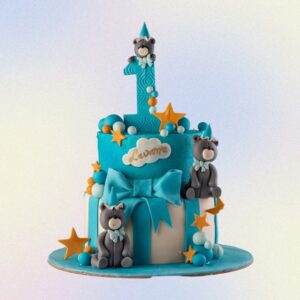 Blue Teddy Theme Boys First Birthday Cake 4 Kg from Cake Square