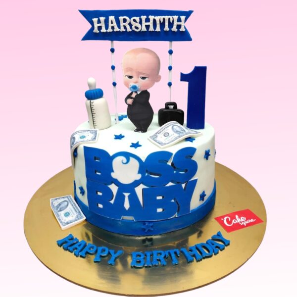 Boss Baby 1 Kg Boys Birthday Cake for boys, featuring the character in a suit and tie, perfect for a fun birthday celebration.