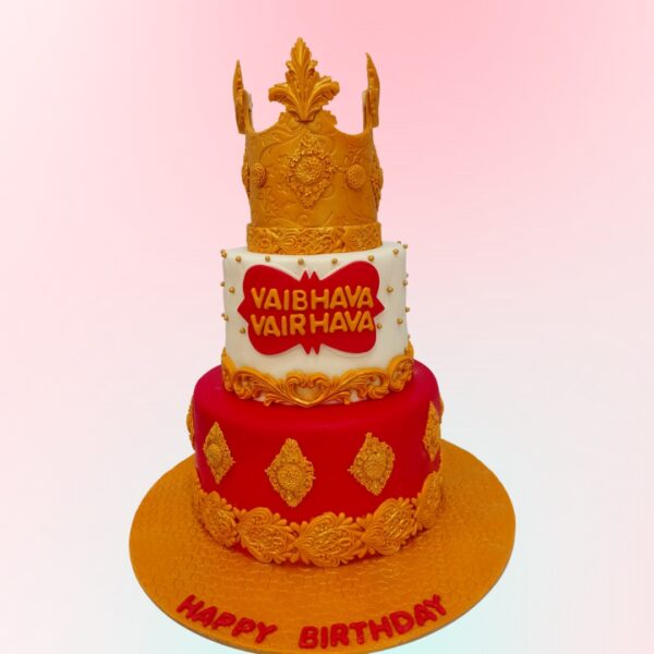 "Boys Crown Theme 4 Kg First Birthday Cake, designed with royal details for a memorable first birthday celebration."