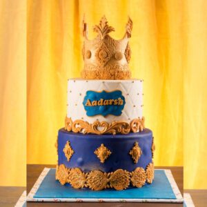 "Boys First Birthday Cake Crown Theme 5 Kg featuring a grand crown design, perfect for a royal first birthday celebration for boys."