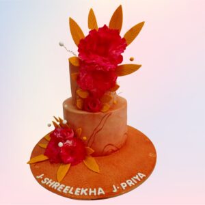 Vibrant Bright Flowers Wedding Engagement Cake 4 Kg featuring multiple tiers adorned with colorful sugar flowers, vivid designs, and cheerful accents, meticulously crafted by Cake Square Chennai.