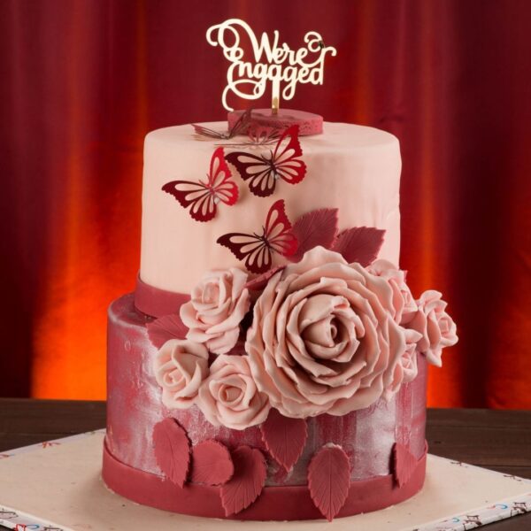 Enchanting Butterfly and Roses wedding theme cake 4 Kg featuring cascading sugar roses in pastel hues and delicate edible butterflies, crafted by Cake Square Chennai.