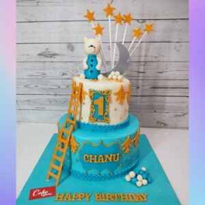 Climbing To One Kids First Birthday Cake 4 Kg. first birthday cake featuring a playful design of a baby climbing, ideal for celebrating a child's first milestone.