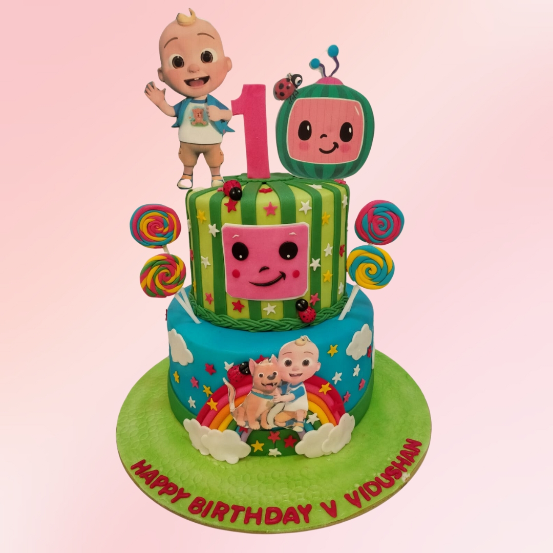 Cocomelon Best Selling First Birthday Cake 4 Kg, featuring bright colors and Cocomelon characters, perfect for a memorable celebration.