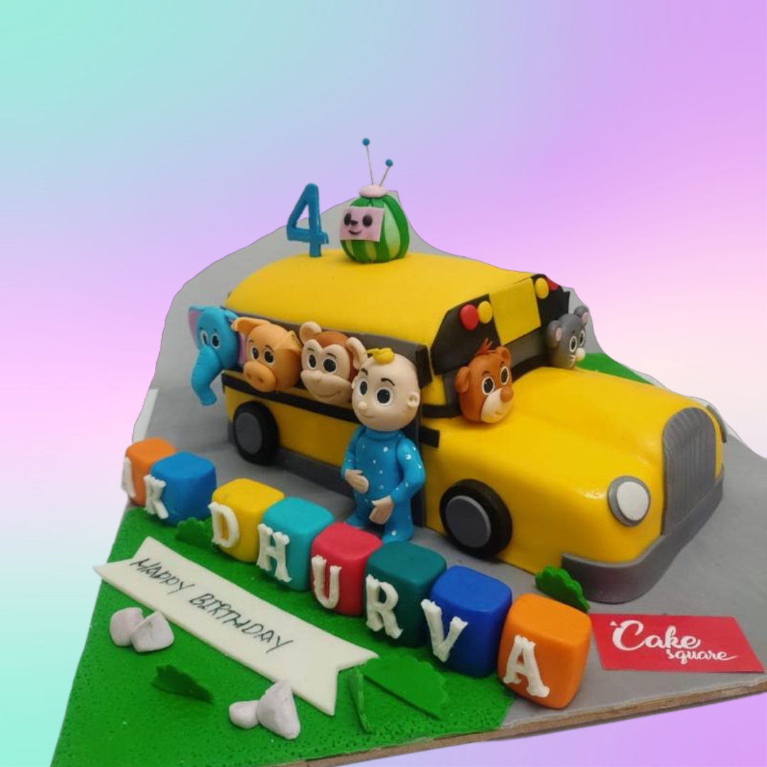 Cocomelon School Bus Theme Cake 3kg with JJ and friends.