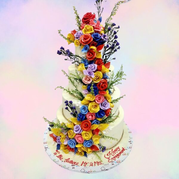 Colorful Flower Theme Wedding Cake from Cake Square Chennai.