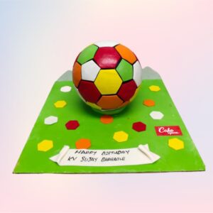 Colourful Ball Theme Pinata Cake 1kg featuring a spherical cake decorated with rainbow fondant and filled with candies.