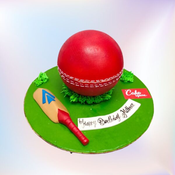 Red Cricket Ball Theme 1 Kg Pinata Birthday Cake with hidden sporty surprises