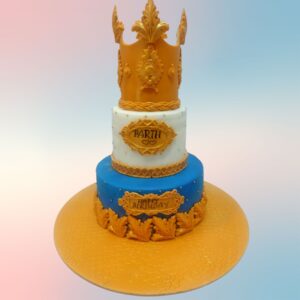 "Crown Theme Boys Birthday Cake 4 Kg with royal decorations, perfect for a prince-themed celebration."