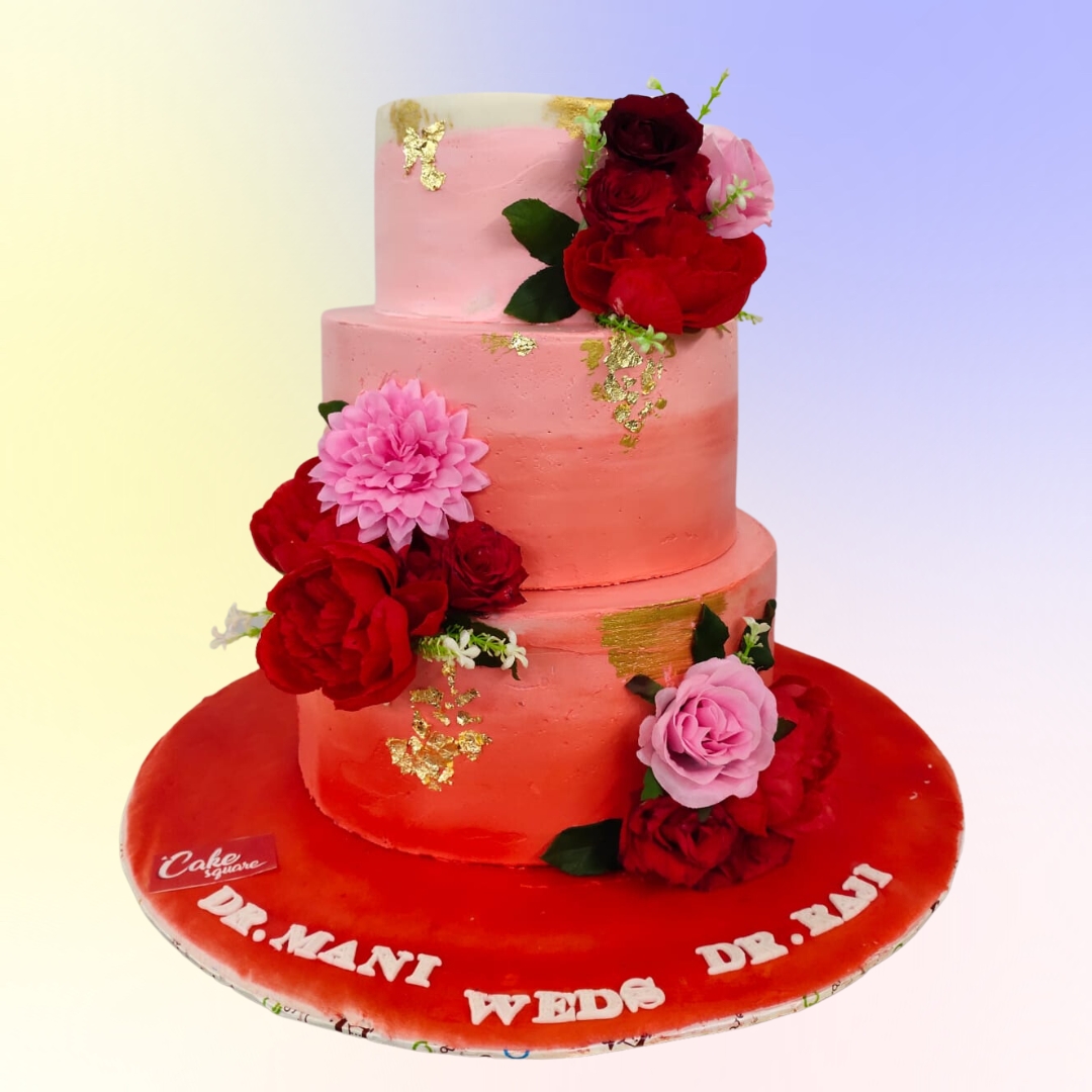 Cute 3 Tier - 6 Kg Wedding Cakes from Cake Square Chennai.