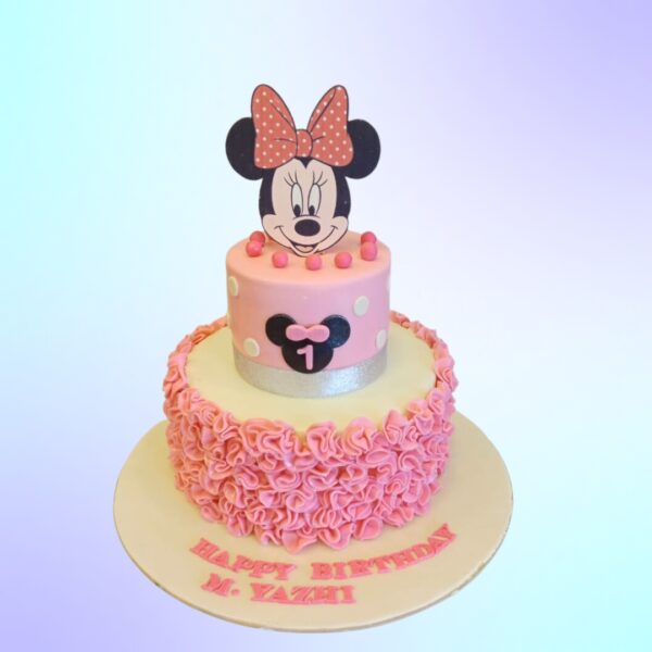 "Disney Minnie 3 Kg Girls Birthday Cake with charming Minnie Mouse designs, perfect for a Disney-themed birthday celebration."