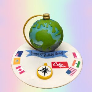 Earth Pinata 1 Kg Birthday Cake, World map-decorated cake with hidden international treats