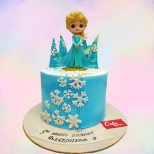 "Elsa Theme Frozen Movie Birthday Cake 1 Kg featuring Elsa from Frozen, perfect for a Frozen-themed birthday celebration."