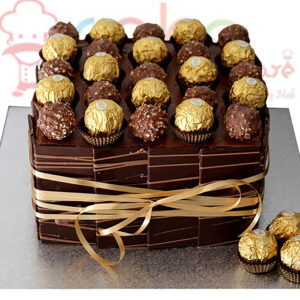 1 kg birthday cake with Ferrero Rocher chocolate theme and decorations.Made by Cake Square Team.