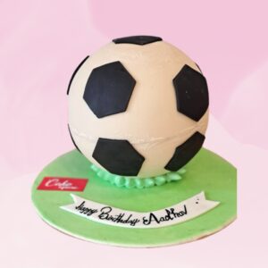 Football Theme Pinata Cake 2Kg shaped like a realistic football, filled with candies and treats.