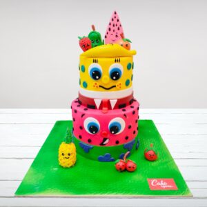 "Fruits Theme Kids First Birthday Cake 5 Kg featuring vibrant fruit decorations, perfect for a fresh and fruity first birthday celebration."