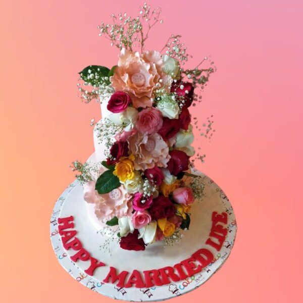 Full Flowers theme 5 kg Wedding engagement Cakes from Cake Square Chennai.