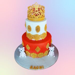 "Gold Prince Theme Birthday Cake 4 Kg with regal golden crown and prince designs, perfect for a royal birthday celebration."