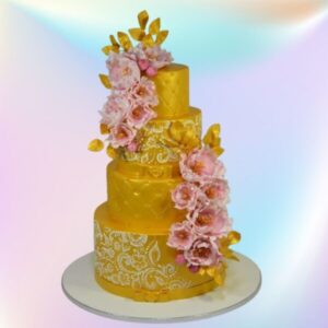 Gold Theme Big Wedding Cakes 4 Tier from Cake Square Chennai.