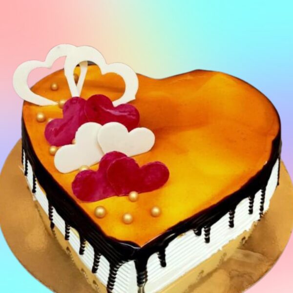 Our Heart Shape Chocolate Butterscotch 1 kg Birthday Cake. Made by Cake Square Team.