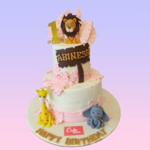 Lion King Kids First Birthday Cake 3 Kg,featuring Simba and jungle decorations, perfect for a wild celebration.