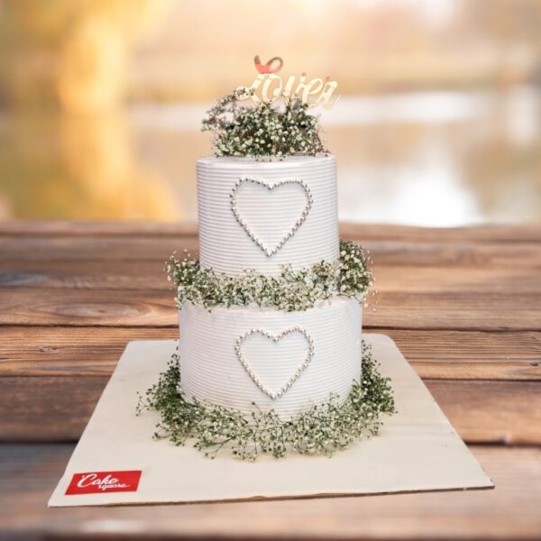 Love Theme Cream Wedding Cake 5kg from Cake Square Chennai.