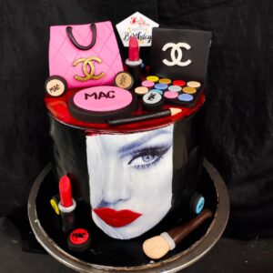 "Make Up Kit Teenage Girls Birthday Cake 2 Kg featuring a fun and stylish makeup kit design, perfect for a trendy teenage birthday celebration."