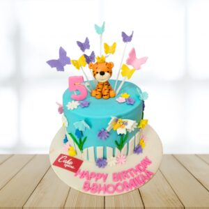 "Mini Tiger Kids Birthday Cake 1 Kg with adorable mini tiger decorations, perfect for a playful and fun-filled birthday celebration."